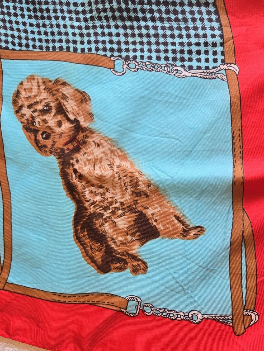 27 X 27 Square Vintage Dog Scarf Double Sided Red & Blue